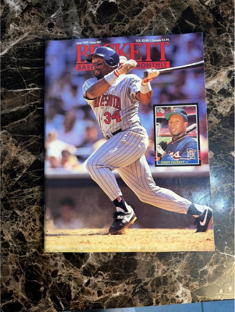 Beckett Baseball Card Monthly June 1992 Issue #87 Kirby Puckett Twins HOF
